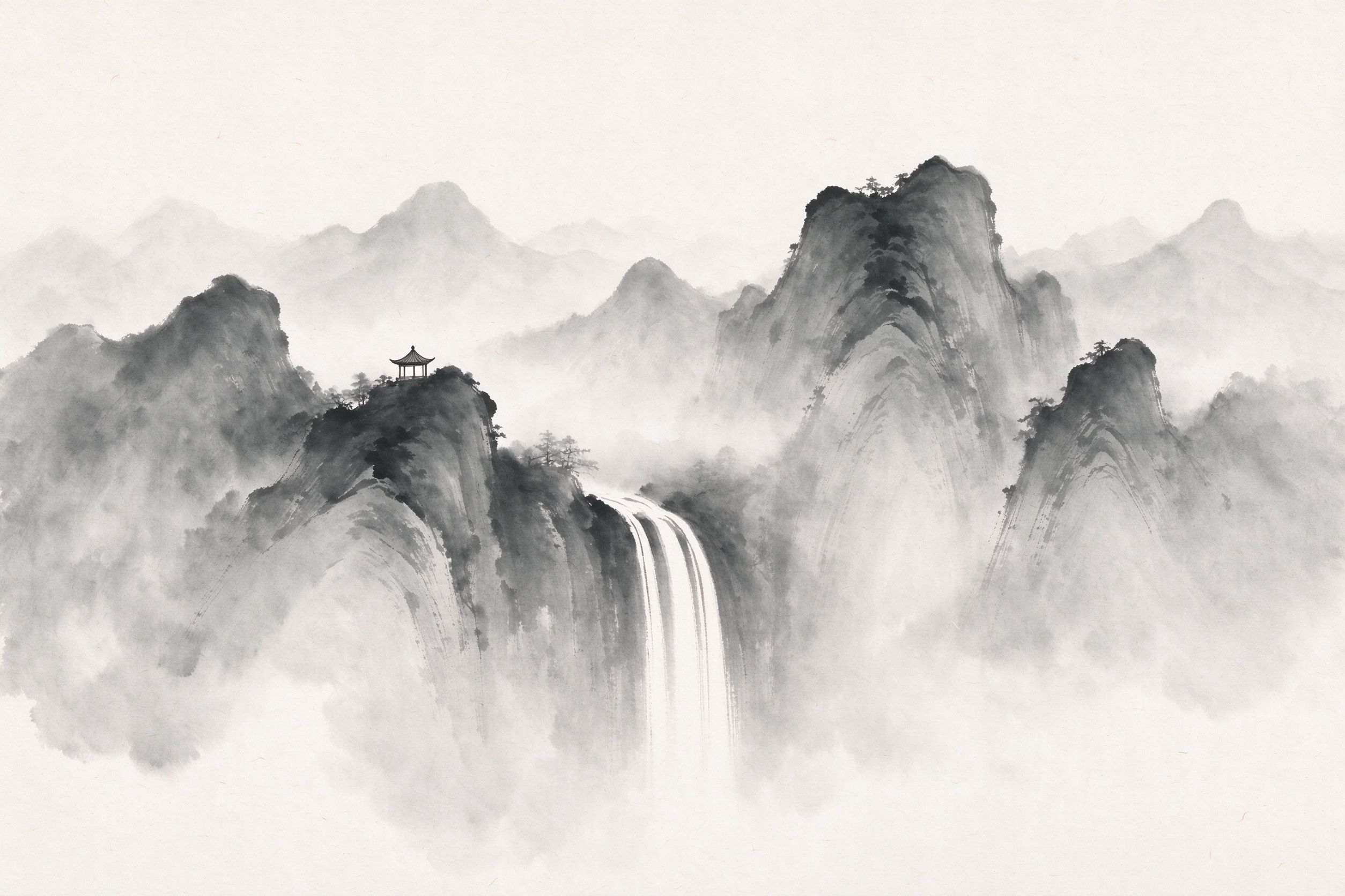 云雾山峦，阴阳中和之象